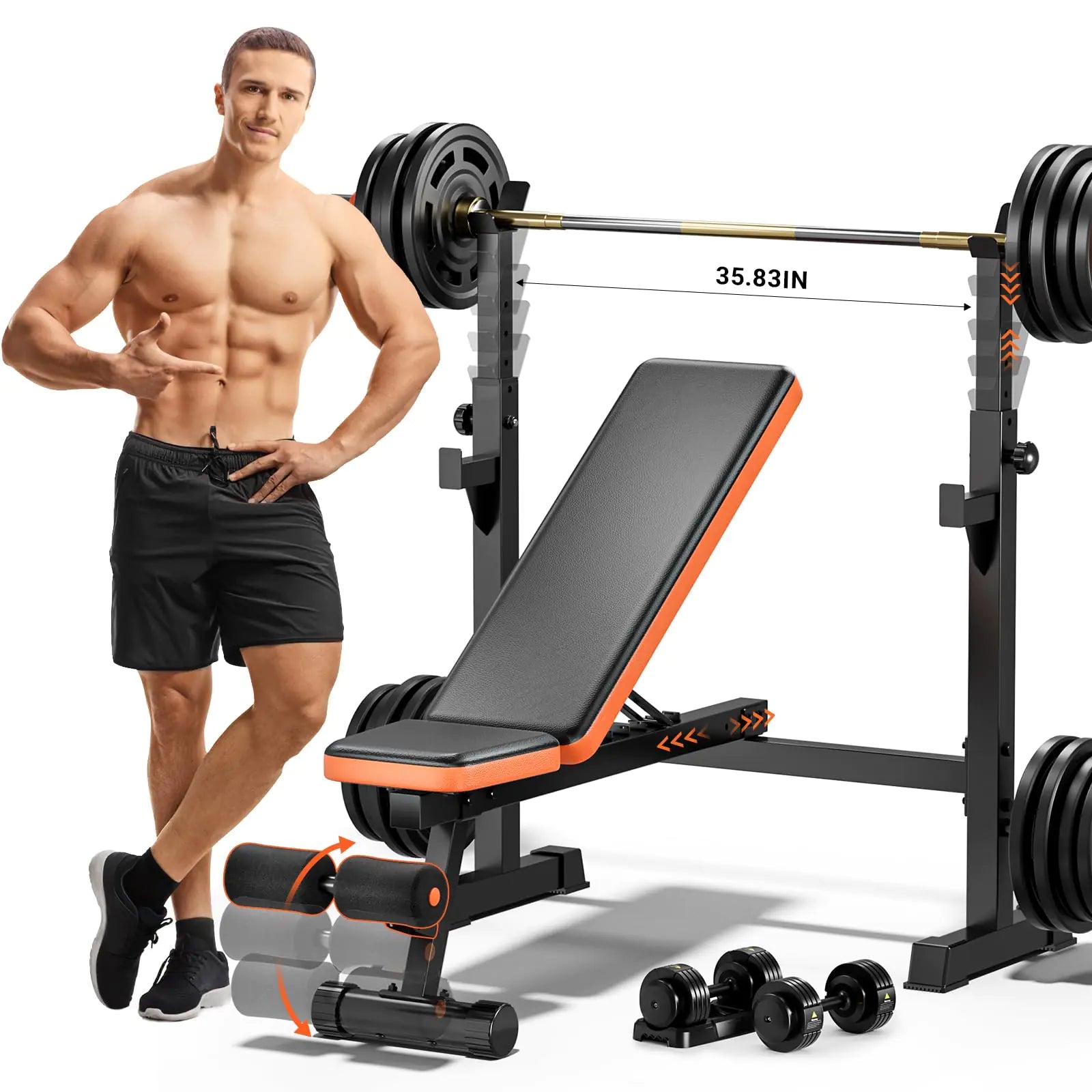 Fostoy 770lbs Weight Bench Bench Press Rack with Squat Rack